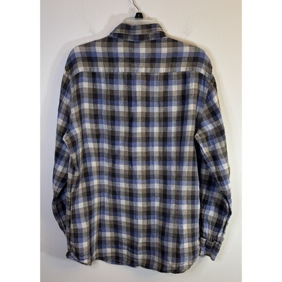 MASSIMO DUTTI 100% Linen Long Sleeve Button Up Shirt Men’s XL Blue Checkered - Picture 3 of 10